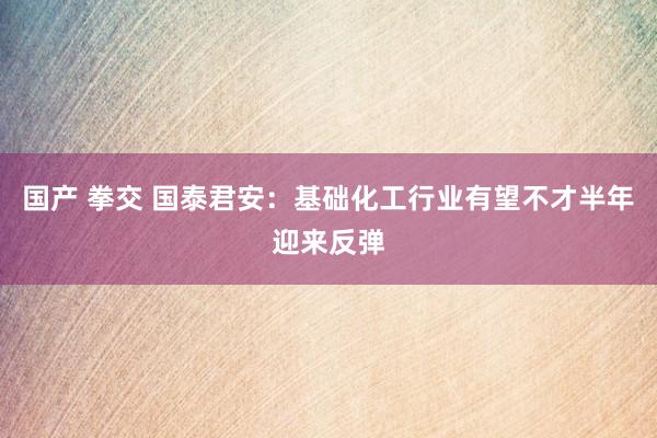 国产 拳交 国泰君安：基础化工行业有望不才半年迎来反弹