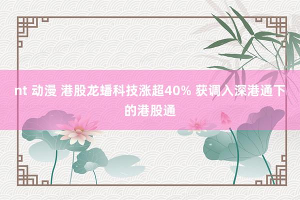 nt 动漫 港股龙蟠科技涨超40% 获调入深港通下的港股通