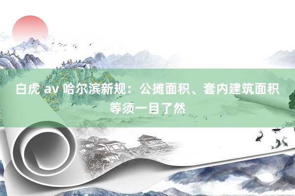 白虎 av 哈尔滨新规：公摊面积、套内建筑面积等须一目了然