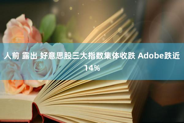 人前 露出 好意思股三大指数集体收跌 Adobe跌近14%