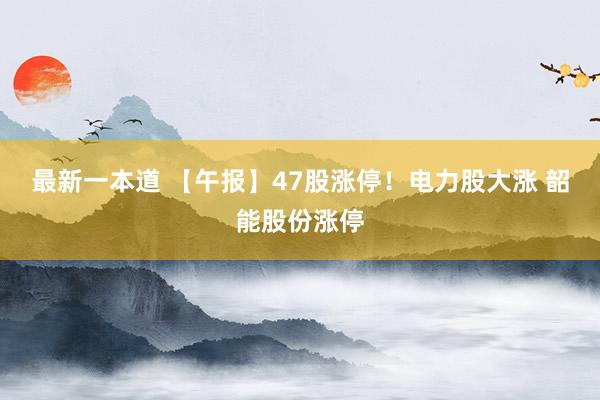 最新一本道 【午报】47股涨停！电力股大涨 韶能股份涨停